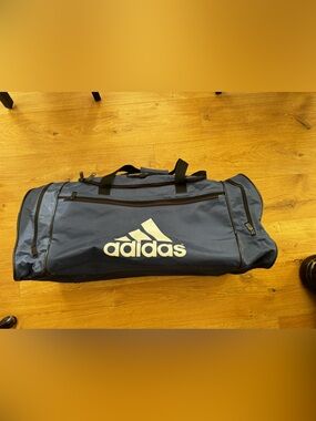 adidas Navy Duffel Bag with White Logo - Large Gym Travel Bag